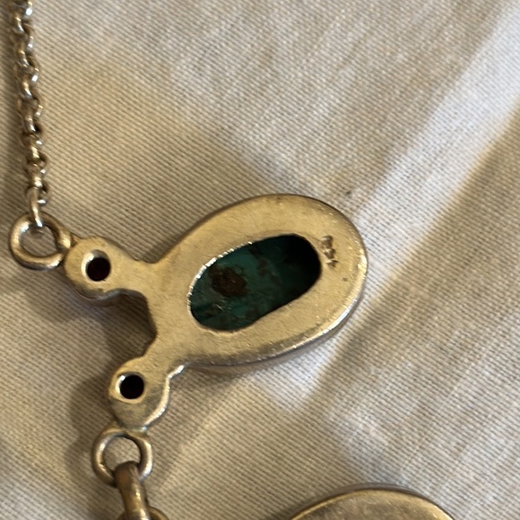 Turquoise and agate silver necklace and earrings set - Picture 7 of 8